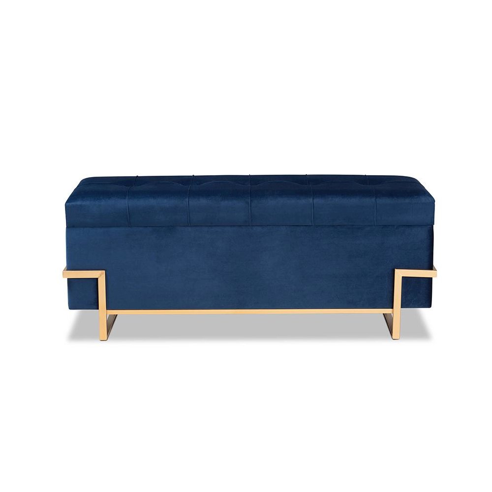 Gold Metal Finished Storage Ottoman