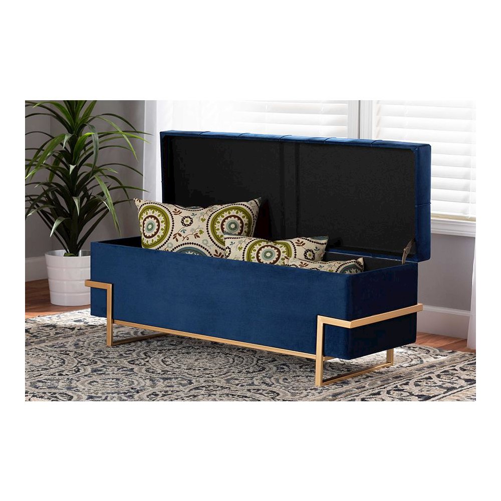 Gold Metal Finished Storage Ottoman
