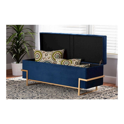 Gold Metal Finished Storage Ottoman