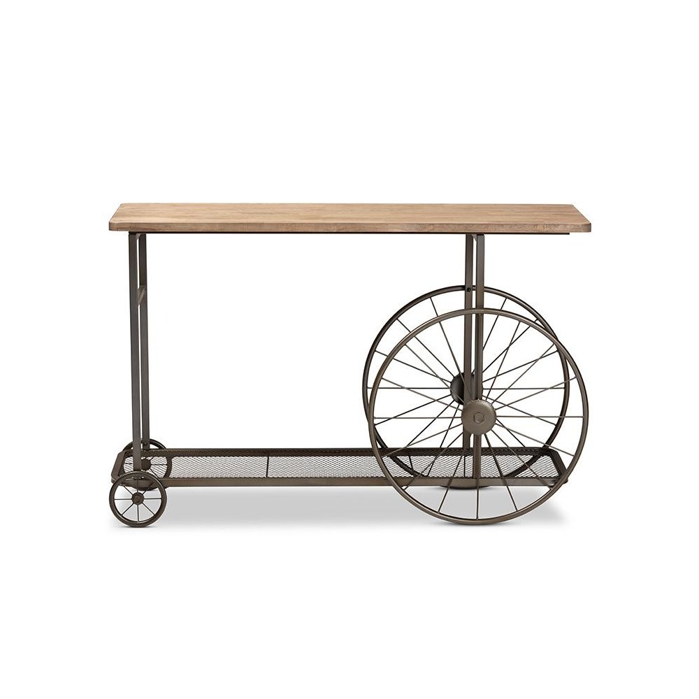 Black Finished Metal Wheeled Console Table