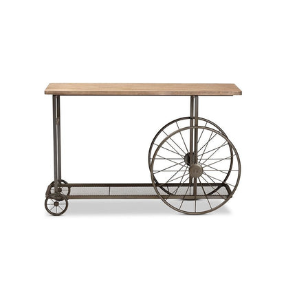 Black Finished Metal Wheeled Console Table