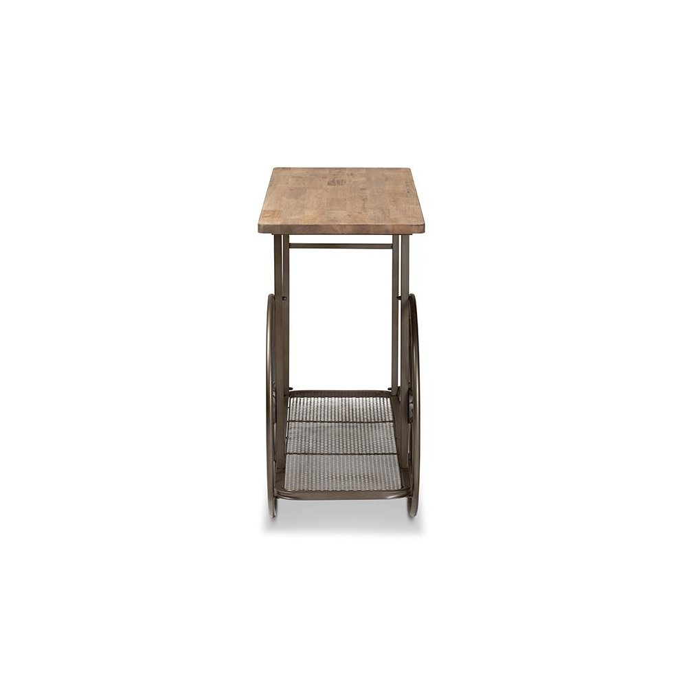 Black Finished Metal Wheeled Console Table