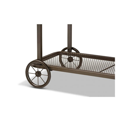 Black Finished Metal Wheeled Console Table