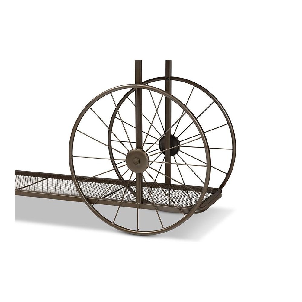 Black Finished Metal Wheeled Console Table