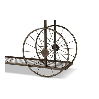 Black Finished Metal Wheeled Console Table