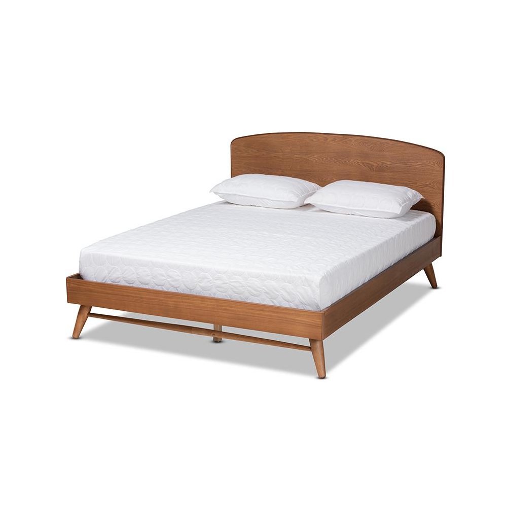 Transitional Walnut Brown Finished Wood Full Size Platform Bed