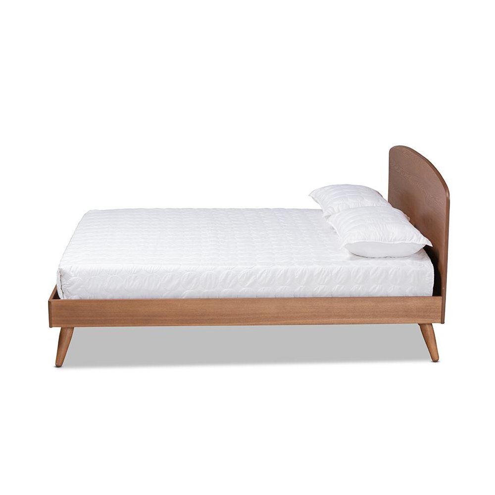 Transitional Walnut Brown Finished Wood Full Size Platform Bed