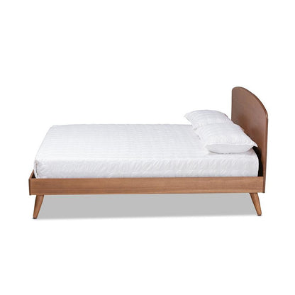 Transitional Walnut Brown Finished Wood Full Size Platform Bed
