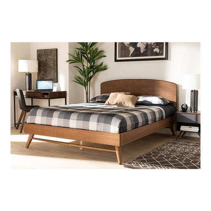 Transitional Walnut Brown Finished Wood Full Size Platform Bed