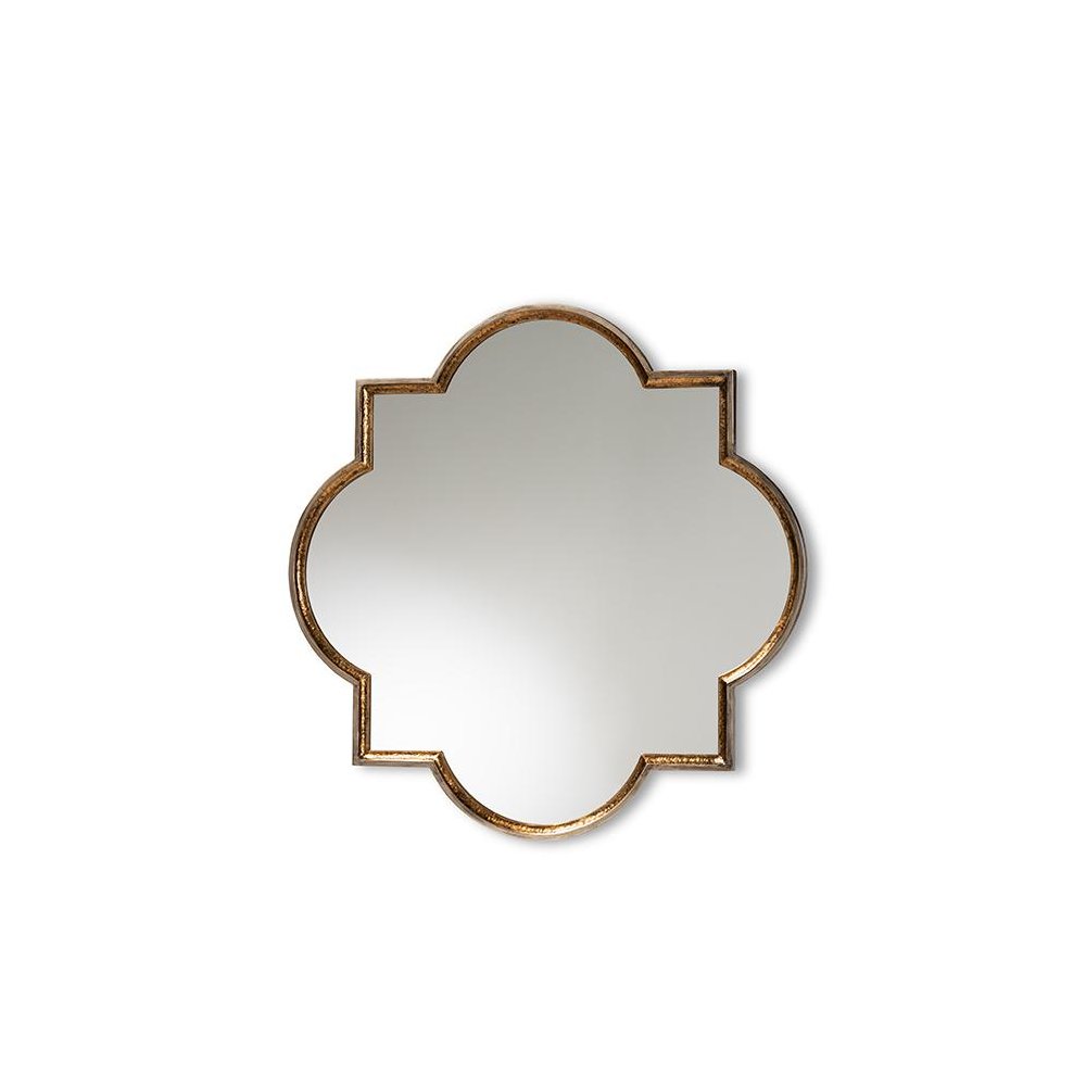 Gold Finished Metal Quatrefoil Accent Wall Mirror