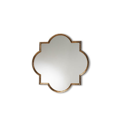 Gold Finished Metal Quatrefoil Accent Wall Mirror
