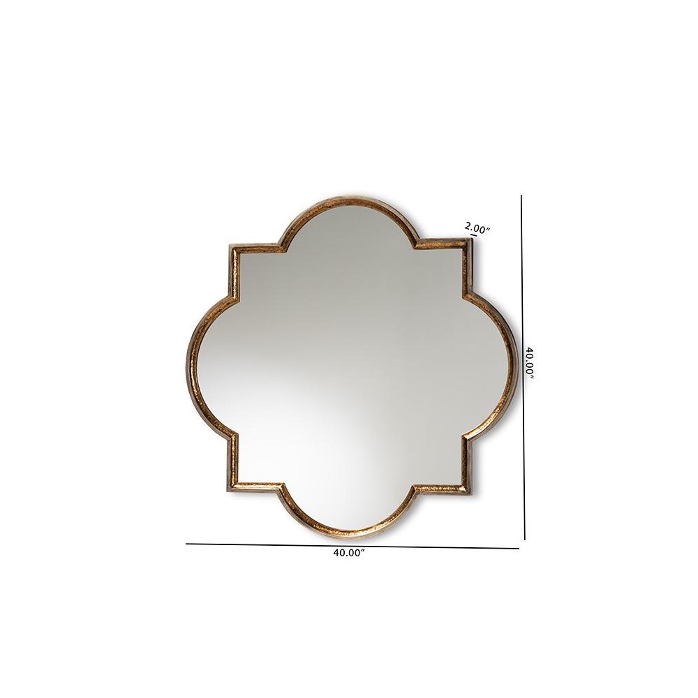 Gold Finished Metal Quatrefoil Accent Wall Mirror