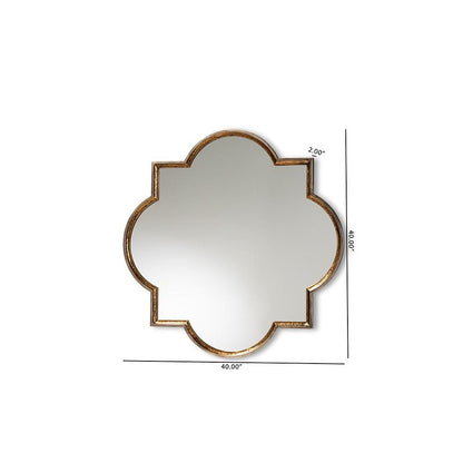 Gold Finished Metal Quatrefoil Accent Wall Mirror