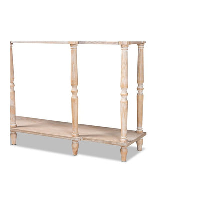 Provincial Rustic Whitewashed Oak Brown Finished Wood 3-Drawer Console Table