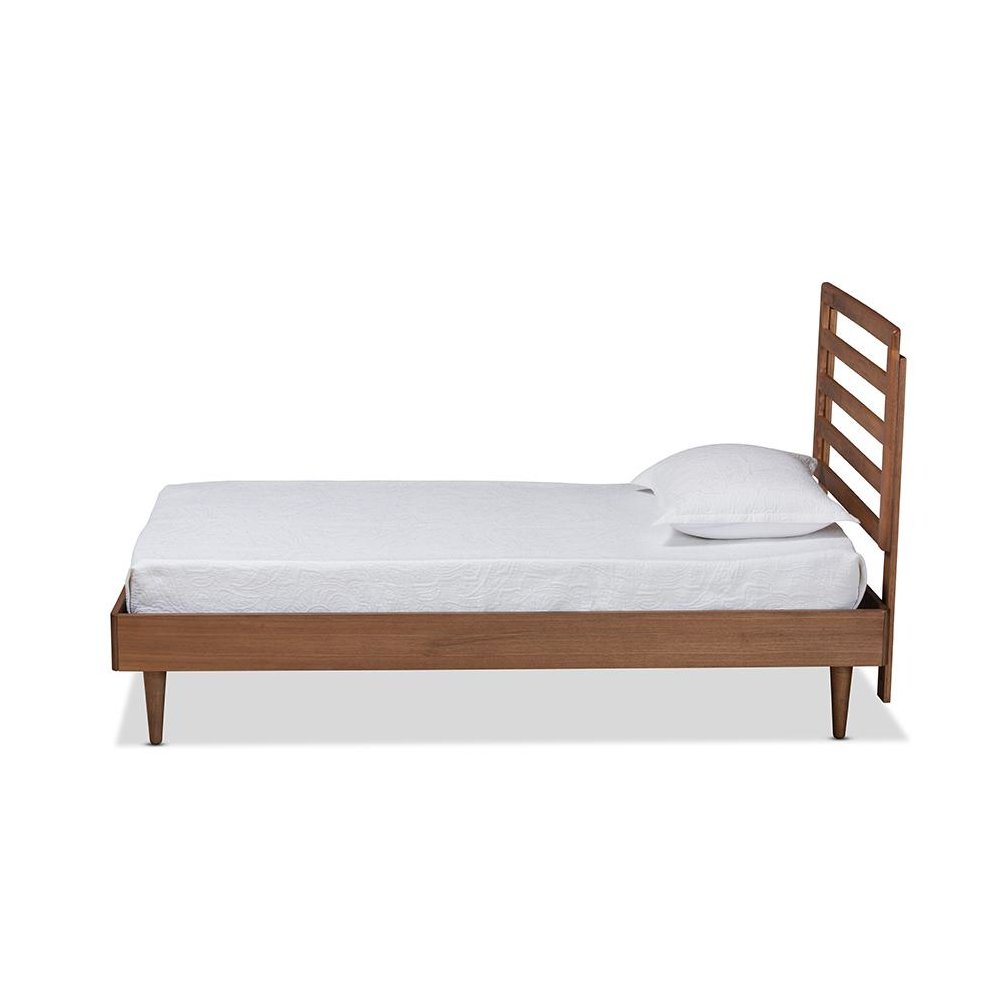 Transitional Walnut Brown Finished Wood Twin Size Platform Bed