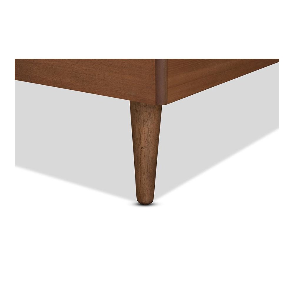 Transitional Walnut Brown Finished Wood Twin Size Platform Bed