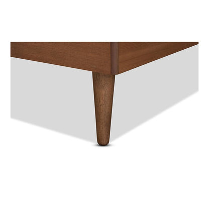 Transitional Walnut Brown Finished Wood Twin Size Platform Bed