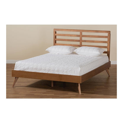 Shiro Mid-Century Modern Ash Walnut Finished Wood Full Size Platform Bed