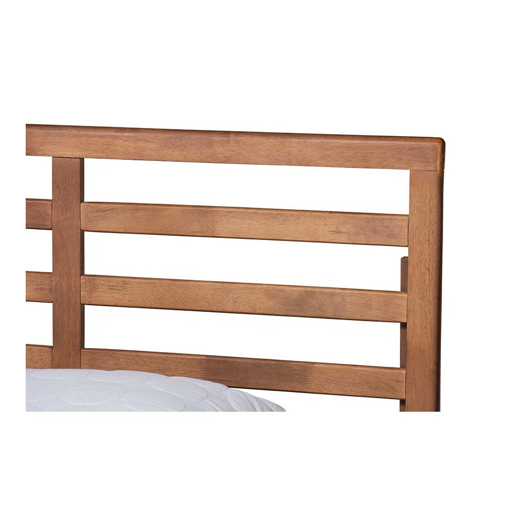 Shiro Mid-Century Modern Ash Walnut Finished Wood King Size Platform Bed