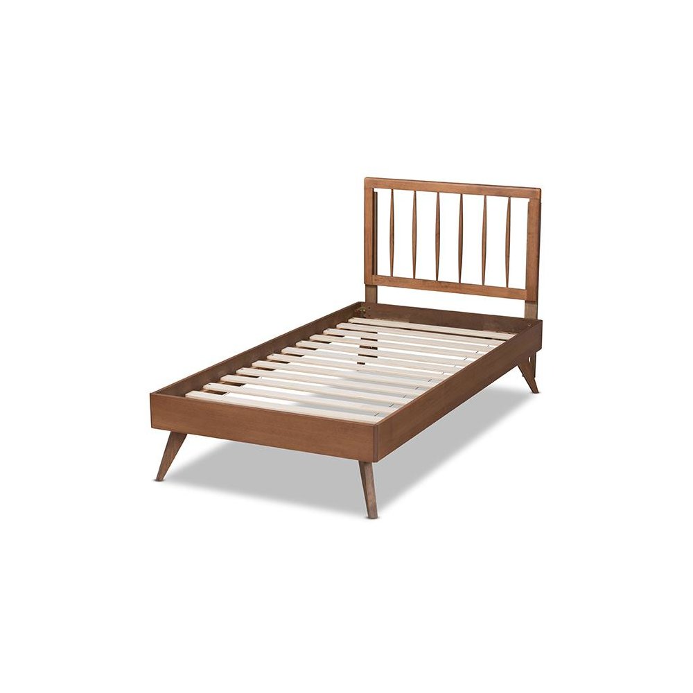 Toru Mid-Century Modern Ash Walnut Finished Wood Twin Size Platform Bed