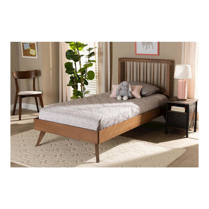 Toru Mid-Century Modern Ash Walnut Finished Wood Twin Size Platform Bed