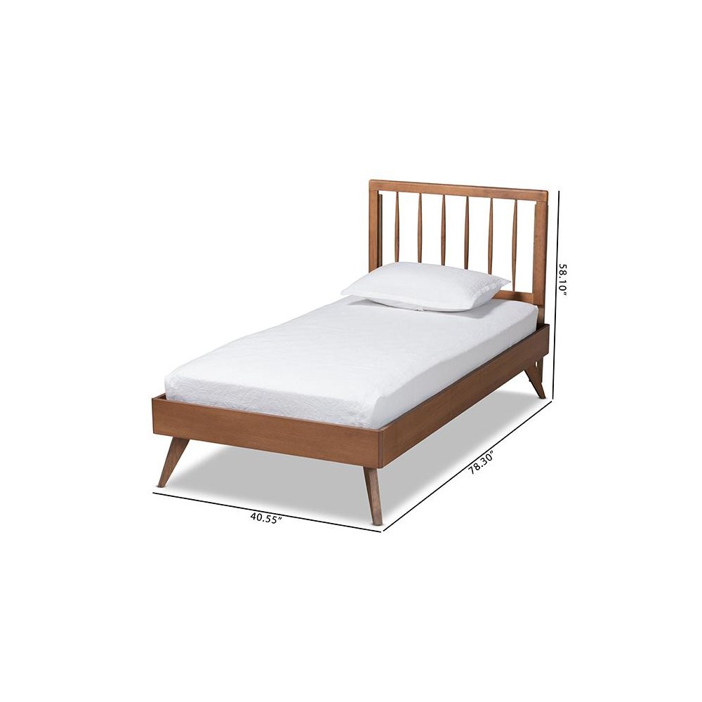 Toru Mid-Century Modern Ash Walnut Finished Wood Twin Size Platform Bed