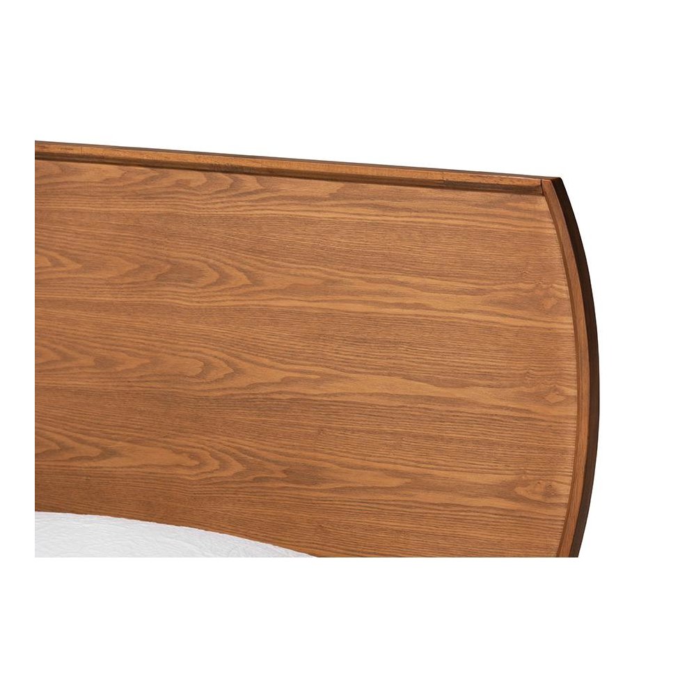 Aimi Mid-Century Modern Walnut Brown Finished Wood Twin Size Platform Bed