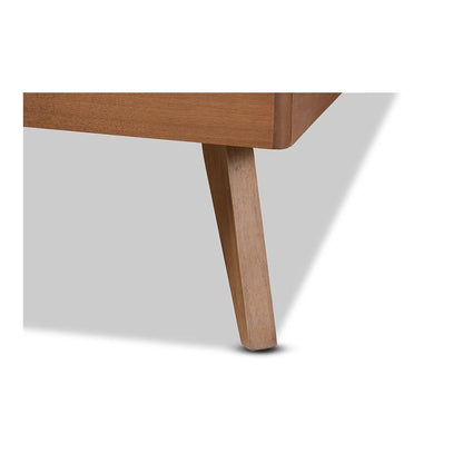 Aimi Mid-Century Modern Walnut Brown Finished Wood Twin Size Platform Bed
