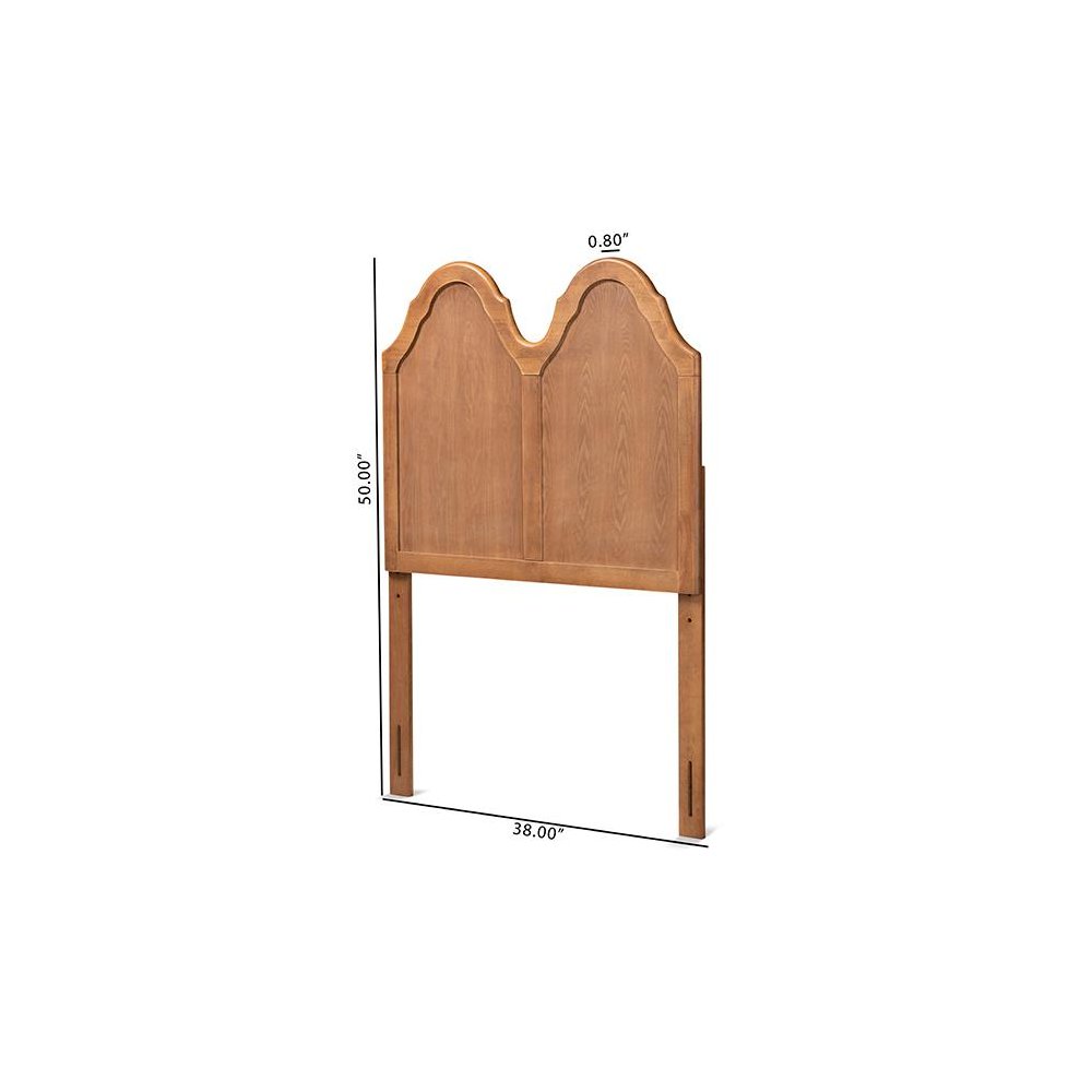 Traditional Ash Walnut Finished Wood Twin Size Arched Headboard