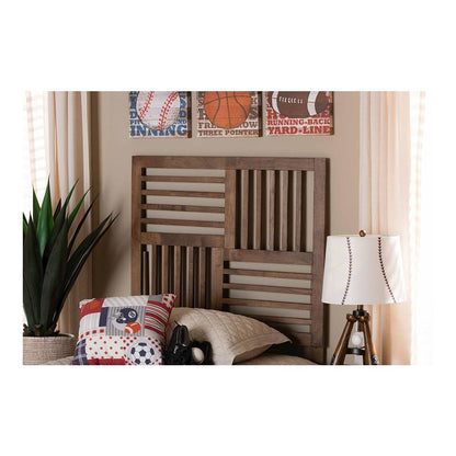 Transitional Ash Walnut Finished Wood Twin Size Headboard