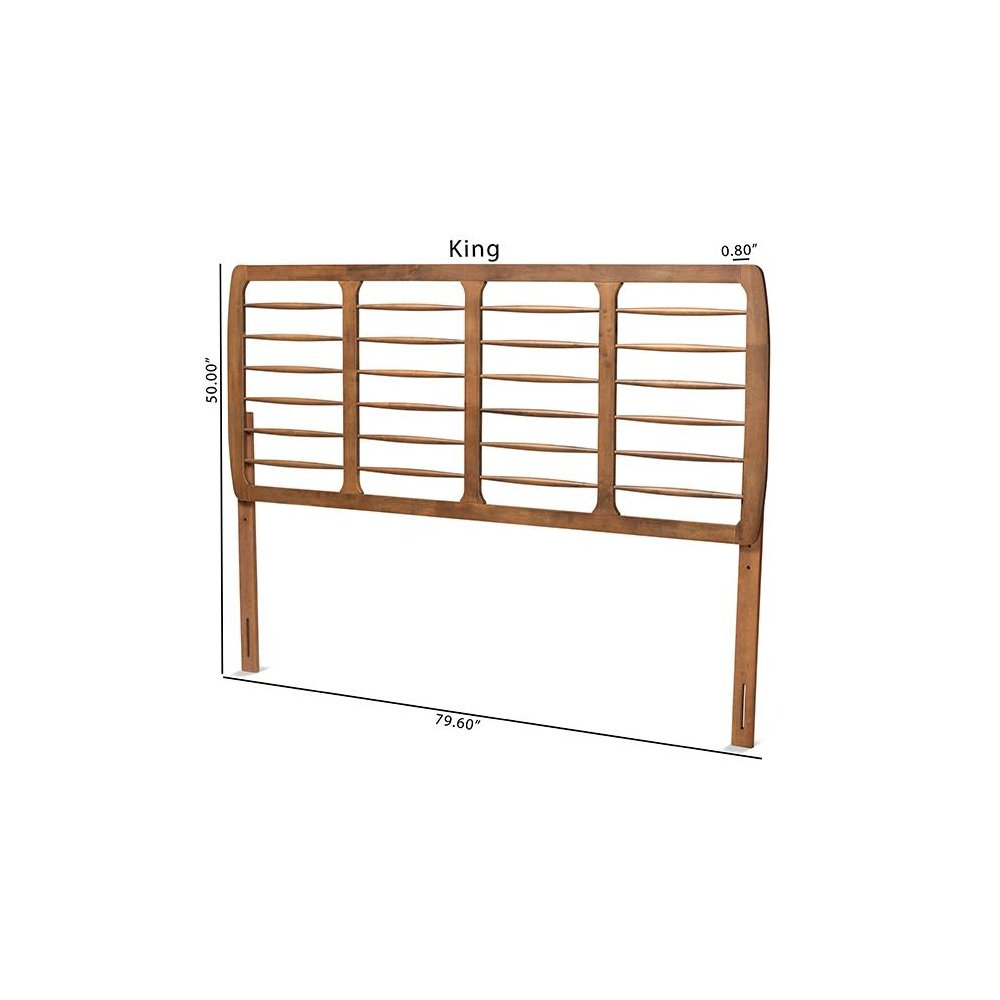 Carolyn Mid-Century Modern Ash Walnut Finished Wood King Size Headboard