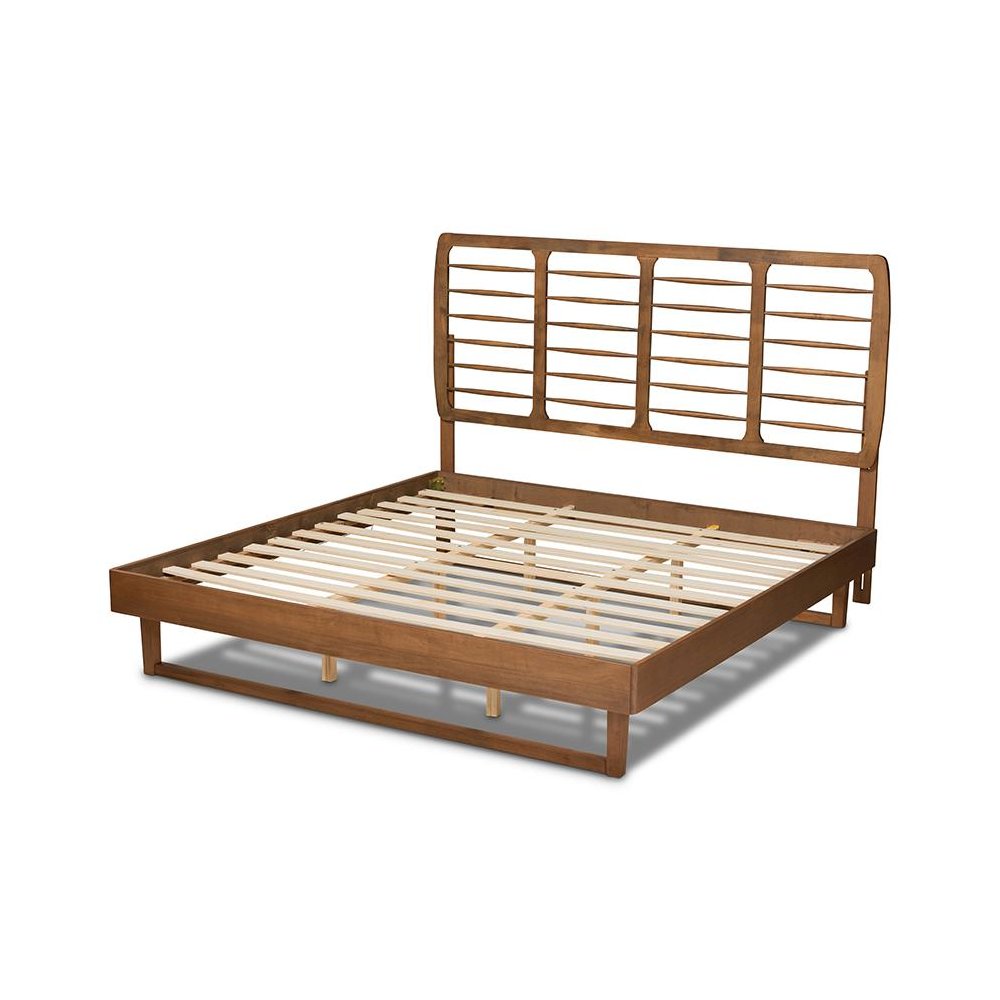 Lucie Modern and Contemporary Walnut Brown Finished Wood King Size Platform Bed