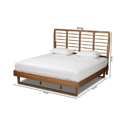 Lucie Modern and Contemporary Walnut Brown Finished Wood King Size Platform Bed