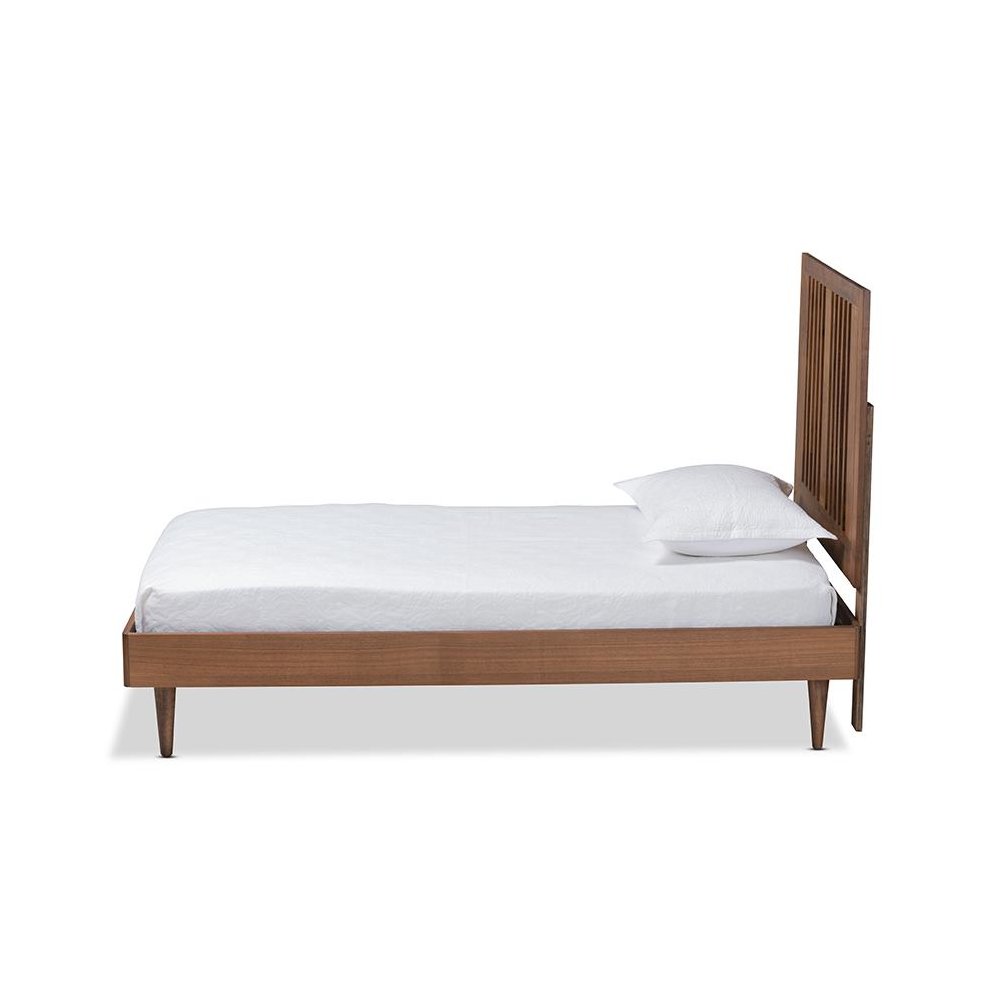 Transitional Ash Walnut Finished Wood Twin Size Platform Bed