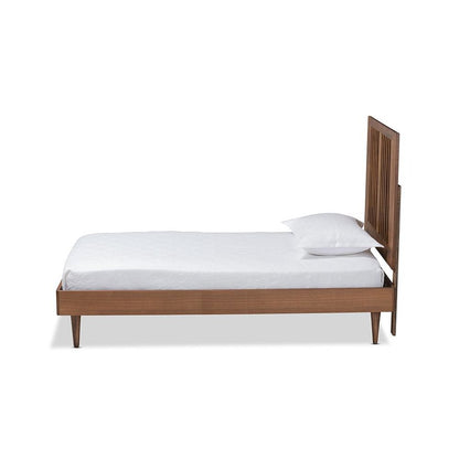 Transitional Ash Walnut Finished Wood Twin Size Platform Bed