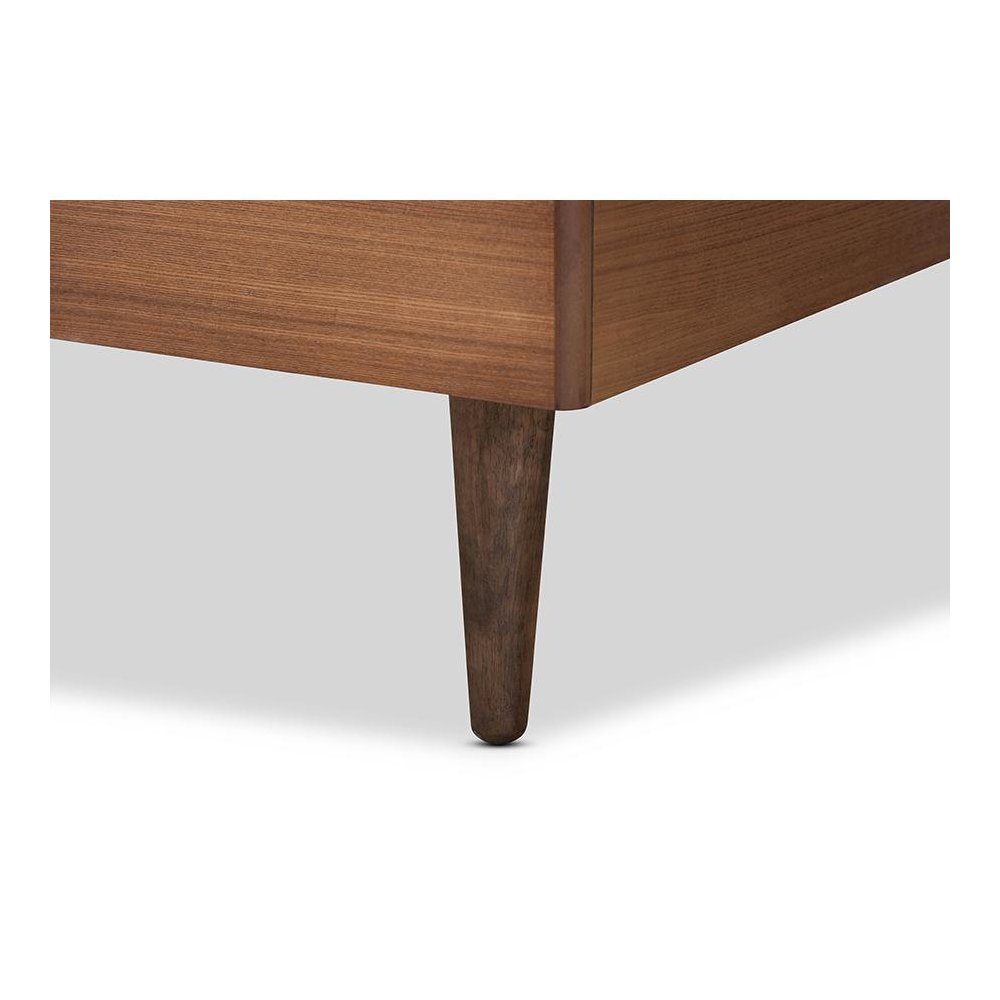 Transitional Ash Walnut Finished Wood Twin Size Platform Bed