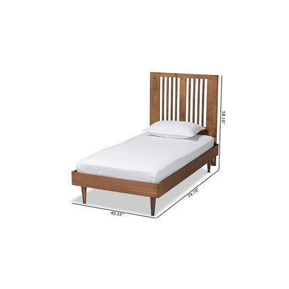 Transitional Ash Walnut Finished Wood Twin Size Platform Bed