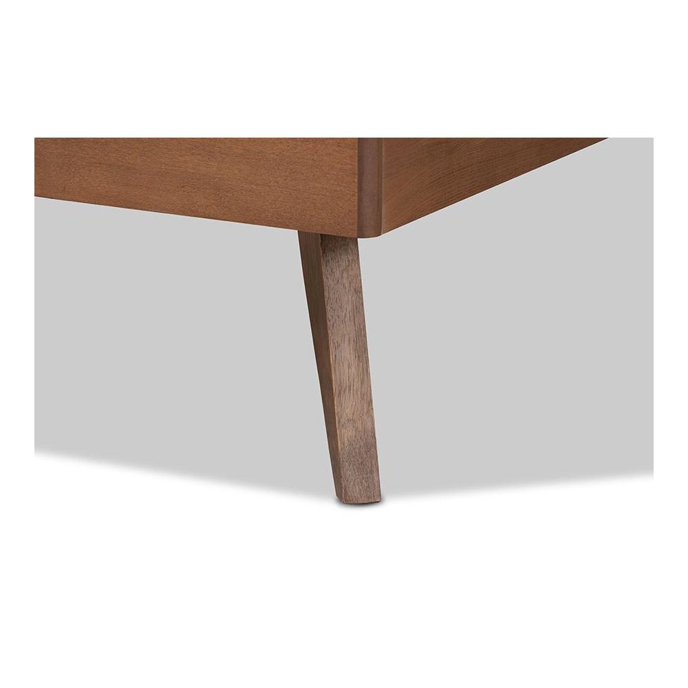 Transitional Ash Walnut Finished Wood Twin Size Platform Bed