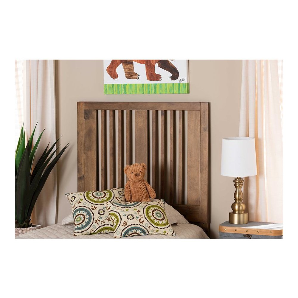 Transitional Ash Walnut Finished Wood Twin Size Headboard