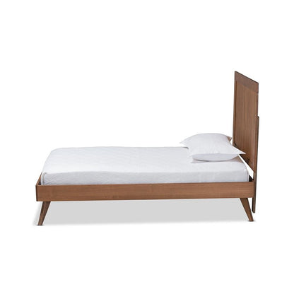 Transitional Ash Walnut Finished Wood Twin Size Platform Bed