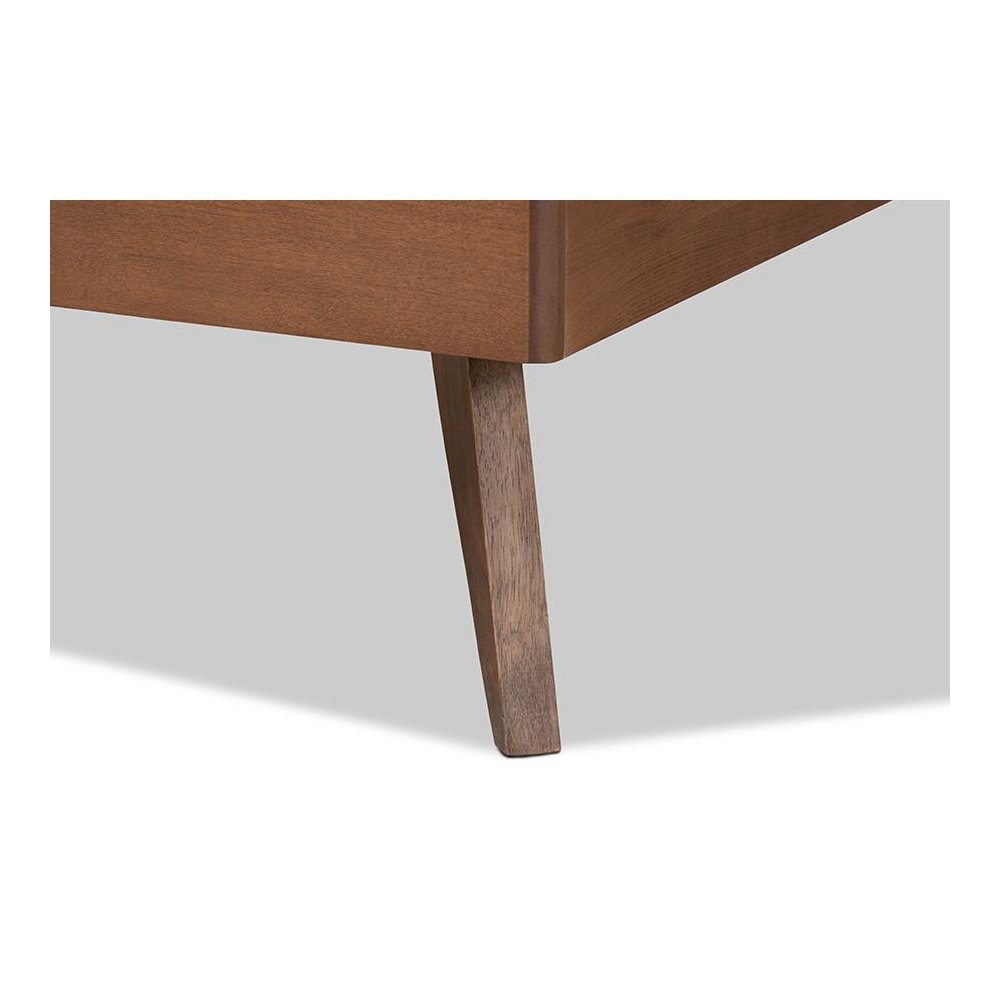 Transitional Ash Walnut Finished Wood Twin Size Platform Bed