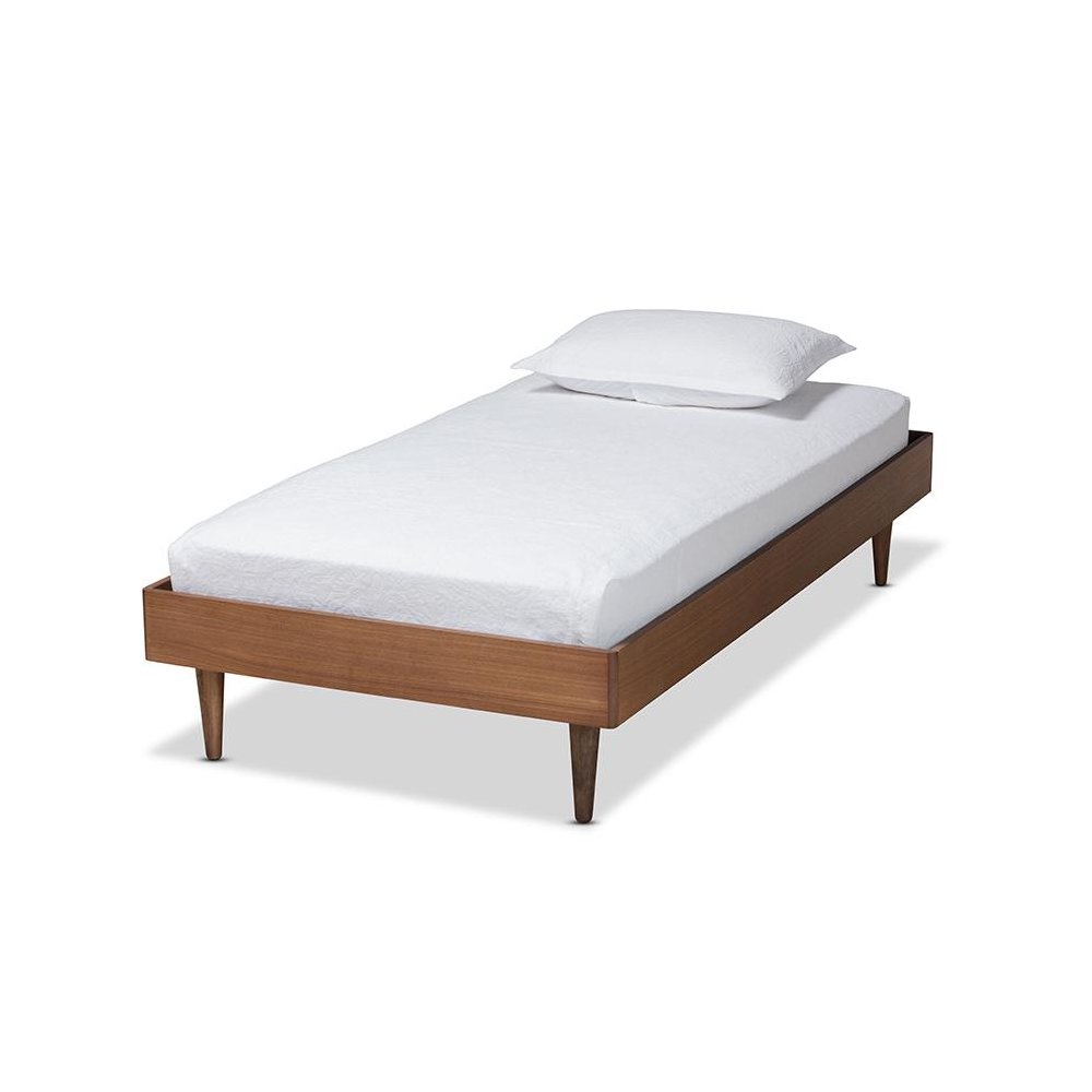 Rina Mid-Century Modern Ash Walnut Finished Wood Twin Size Platform Bed Frame