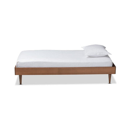 Rina Mid-Century Modern Ash Walnut Finished Wood Twin Size Platform Bed Frame