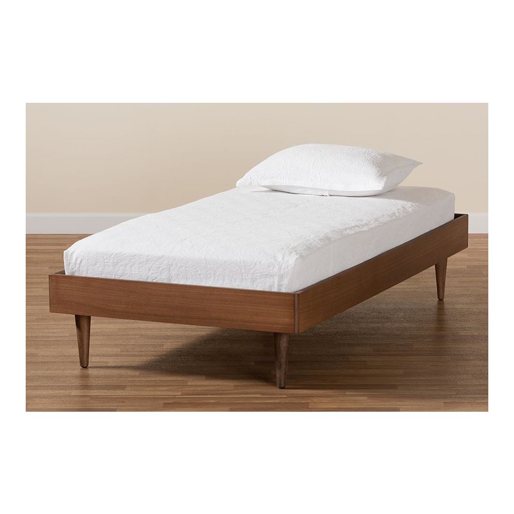 Rina Mid-Century Modern Ash Walnut Finished Wood Twin Size Platform Bed Frame