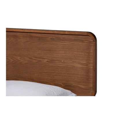 Transitional Walnut Brown Finished Wood Twin Size Platform Bed