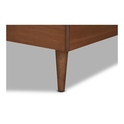 Transitional Walnut Brown Finished Wood Twin Size Platform Bed