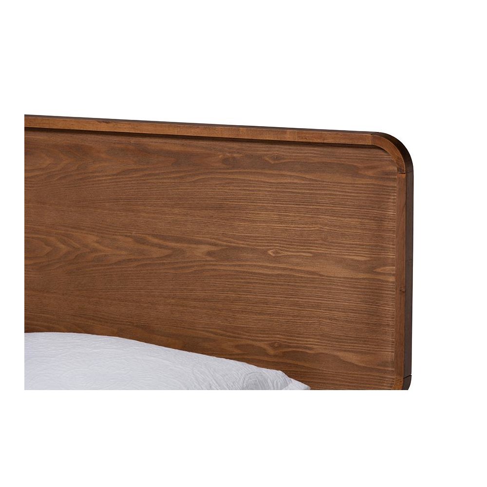 Transitional Walnut Brown Finished Wood Twin Size Platform Bed