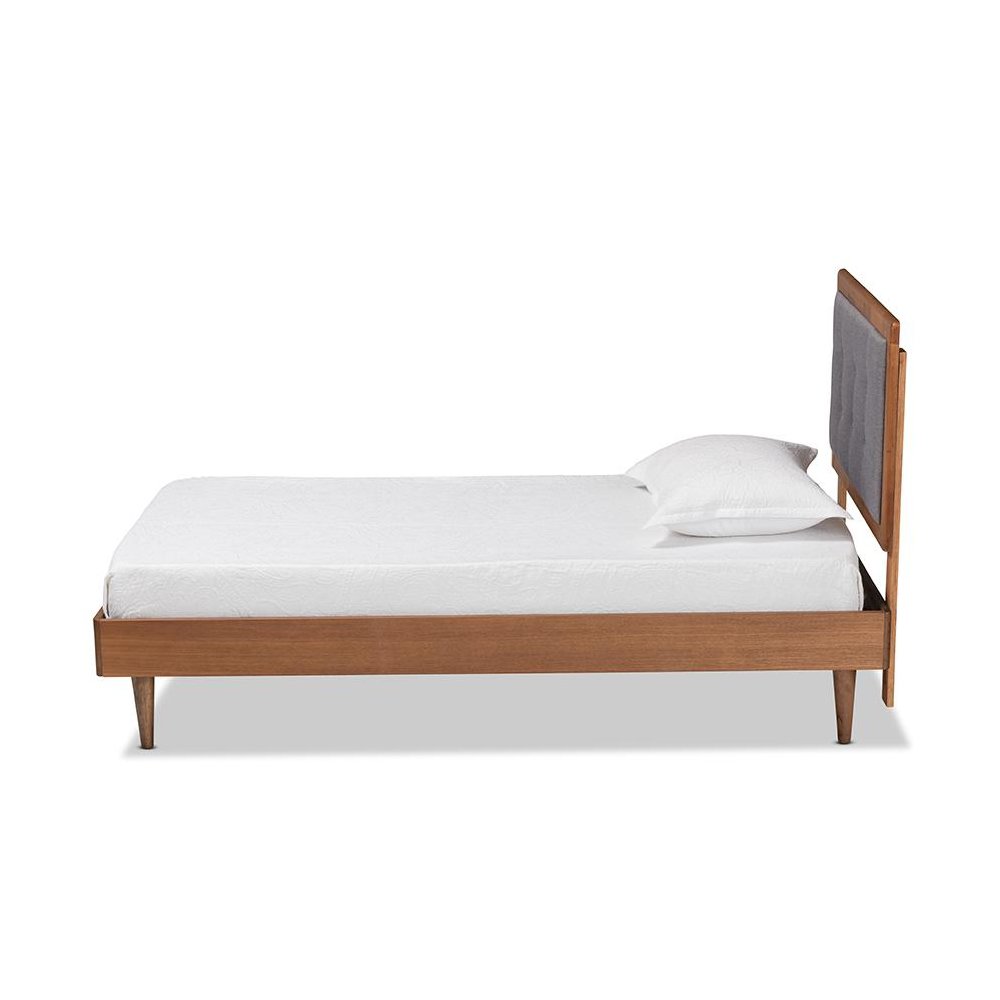 Walnut Brown Finished Wood Twin Size Platform Bed