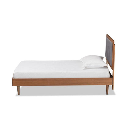 Walnut Brown Finished Wood Twin Size Platform Bed