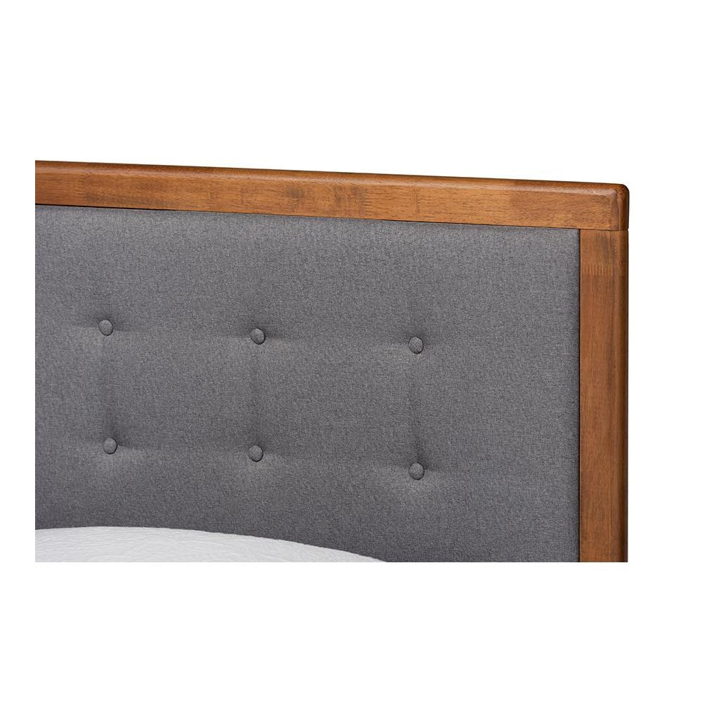 Walnut Brown Finished Wood Twin Size Platform Bed